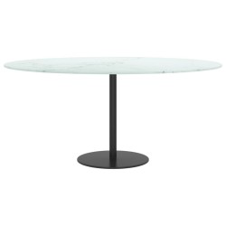 Dessus de table blanc Ø90x1 cm verre trempé avec design marbre 529695529695