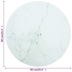 Dessus de table blanc Ø90x1 cm verre trempé avec design marbre 529695529695