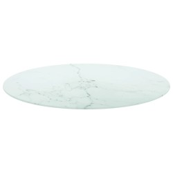 Dessus de table blanc Ø80x1 cm verre trempé avec design marbre 529697529697