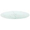 Dessus de table blanc Ø80x1 cm verre trempé avec design marbre 529697529697