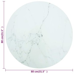 Dessus de table blanc Ø80x1 cm verre trempé avec design marbre 529697529697