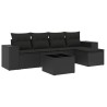 Salon de jardin 6 pcs avec coussins noir résine tressée 529698529698