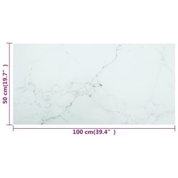 Dessus de table blanc 100x50 cm 6 mm verre trempé design marbre 529701529701