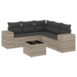 Salon de jardin 6 pcs avec coussins gris clair résine tressée 529702529702