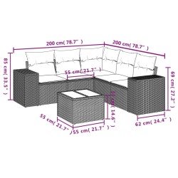 Salon de jardin 6 pcs avec coussins gris clair résine tressée 529702529702