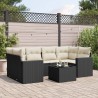 Salon de jardin 7 pcs avec coussins noir résine tressée 529710529710