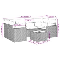 Salon de jardin 7 pcs avec coussins noir résine tressée 529710529710