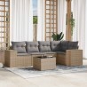 Salon de jardin avec coussins 6 pcs beige résine tressée 529713529713