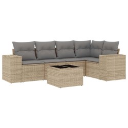 Salon de jardin avec coussins 6 pcs beige résine tressée 529713529713