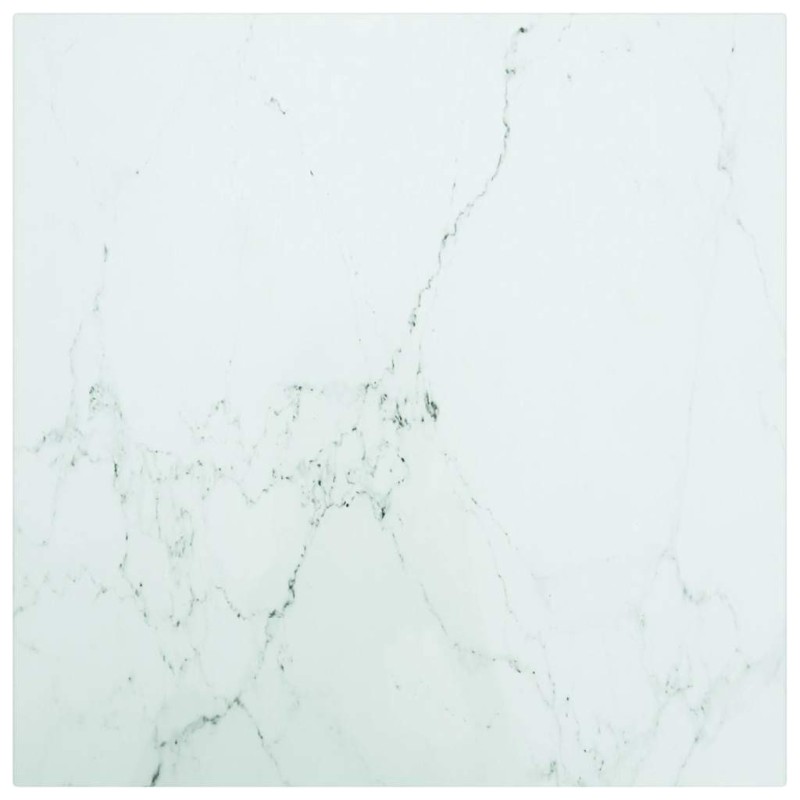 Dessus de table blanc 40x40 cm 6 mm verre trempé design marbre 529714529714
