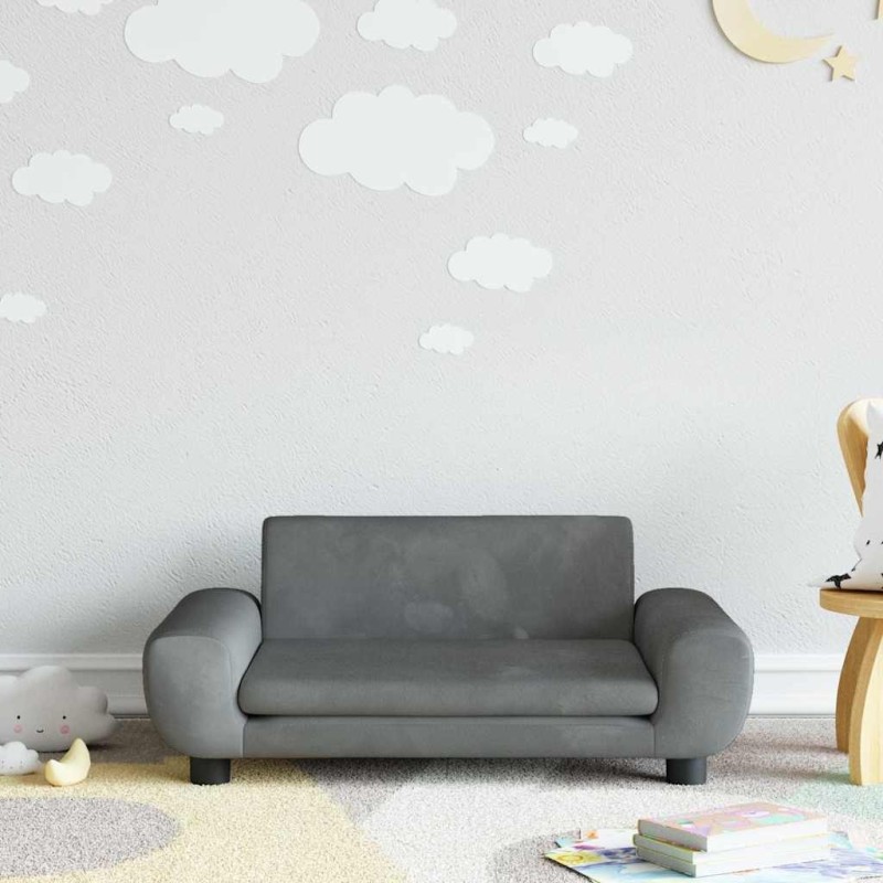 Canapé pour enfants gris foncé 70x45x33 cm velours 529718529718