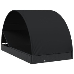 Transat 2 places avec toit rond noir 211x112x140 cm 529719529719