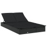 Transat 2 places avec toit rond noir 211x112x140 cm 529719529719