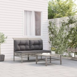 Canapés centraux de jardin et coussins 2pcs Gris Résine tressée 529727529727
