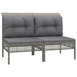 Canapés centraux de jardin et coussins 2pcs Gris Résine tressée 529727529727