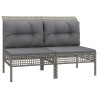 Canapés centraux de jardin et coussins 2pcs Gris Résine tressée 529727529727