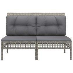 Canapés centraux de jardin et coussins 2pcs Gris Résine tressée 529727529727