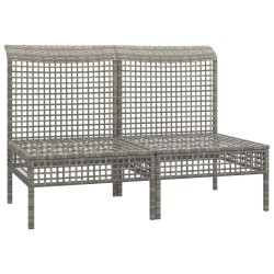 Canapés centraux de jardin et coussins 2pcs Gris Résine tressée 529727529727