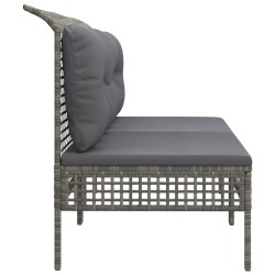 Canapés centraux de jardin et coussins 2pcs Gris Résine tressée 529727529727