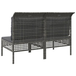 Canapés centraux de jardin et coussins 2pcs Gris Résine tressée 529727529727