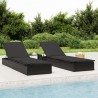 Chaise longue 1 pc avec coussin noir 201x55x62cm résine tressée 529735529735