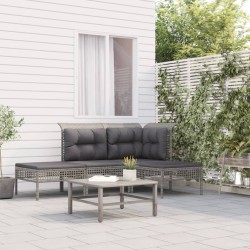 Salon de jardin 4 pcs avec coussins Gris Résine tressée 529740529740