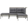 Salon de jardin 4 pcs avec coussins Gris Résine tressée 529740529740