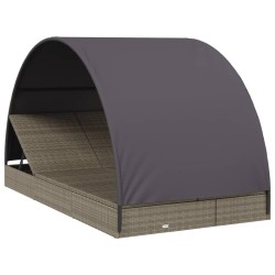 Transat 2 places avec toit rond gris 211x112x140 cm 529741529741