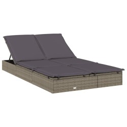 Transat 2 places avec toit rond gris 211x112x140 cm 529741529741