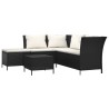Salon de jardin 4 pcs avec coussins Noir Résine tressée 529744529744
