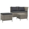 Salon de jardin 3 pcs avec coussins Gris Résine tressée 529749529749
