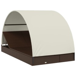 Transat 2 places avec toit rond marron 211x112x140 cm 529756529756