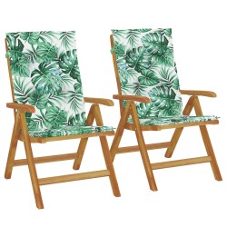 Chaises de jardin inclinables lot de 2 et coussins teck massif 529758529758