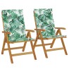 Chaises de jardin inclinables lot de 2 et coussins teck massif 529758529758