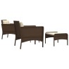 Salon de jardin 5 pcs avec coussins Marron Résine tressée 529761529761