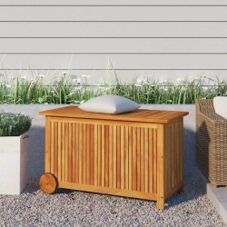 Boîte de rangement de jardin avec roues 90x50x58 cm Bois acacia 529764529764
