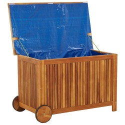Boîte de rangement de jardin avec roues 90x50x58 cm Bois acacia 529764529764