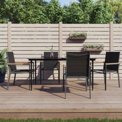 Ensemble à manger de jardin 5 pcs noir textilène et acier 529769529769