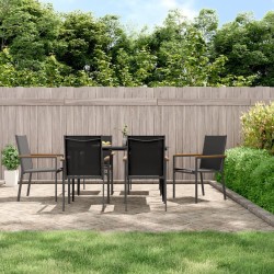 Ensemble à manger de jardin 7 pcs noir textilène et acier 529770529770