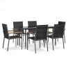 Ensemble à manger de jardin 7 pcs noir textilène et acier 529770529770