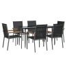 Ensemble à manger de jardin 7 pcs noir textilène et acier 529770529770
