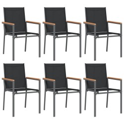 Ensemble à manger de jardin 7 pcs noir textilène et acier 529770529770