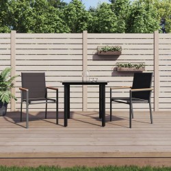 Ensemble à manger de jardin 3 pcs noir textilène et acier 529772529772