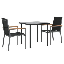 Ensemble à manger de jardin 3 pcs noir textilène et acier 529772529772