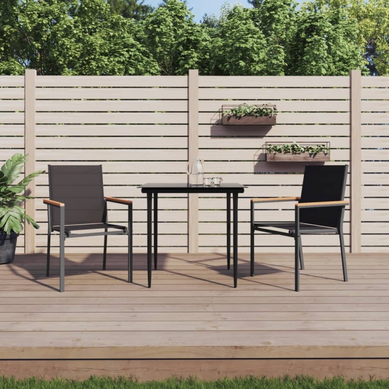 Ensemble à manger de jardin 3 pcs noir textilène et acier 529773529773