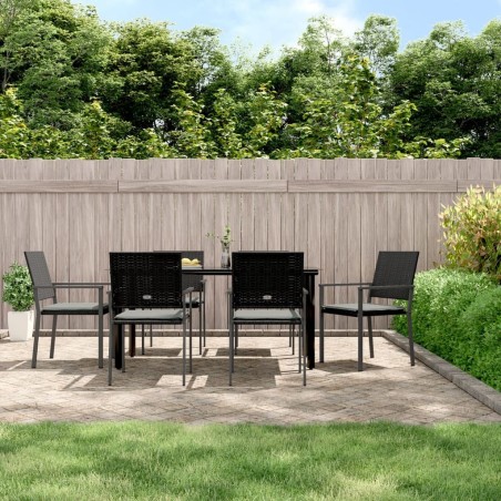 Ensemble à manger de jardin 7 pcs coussins résine tressée acier 529775529775