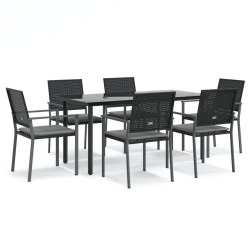 Ensemble à manger de jardin 7 pcs coussins résine tressée acier 529775529775