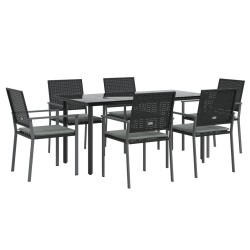 Ensemble à manger de jardin 7 pcs coussins résine tressée acier 529775529775