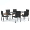 Ensemble à manger de jardin 7 pcs noir textilène et acier 529776529776
