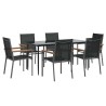 Ensemble à manger de jardin 7 pcs noir textilène et acier 529776529776